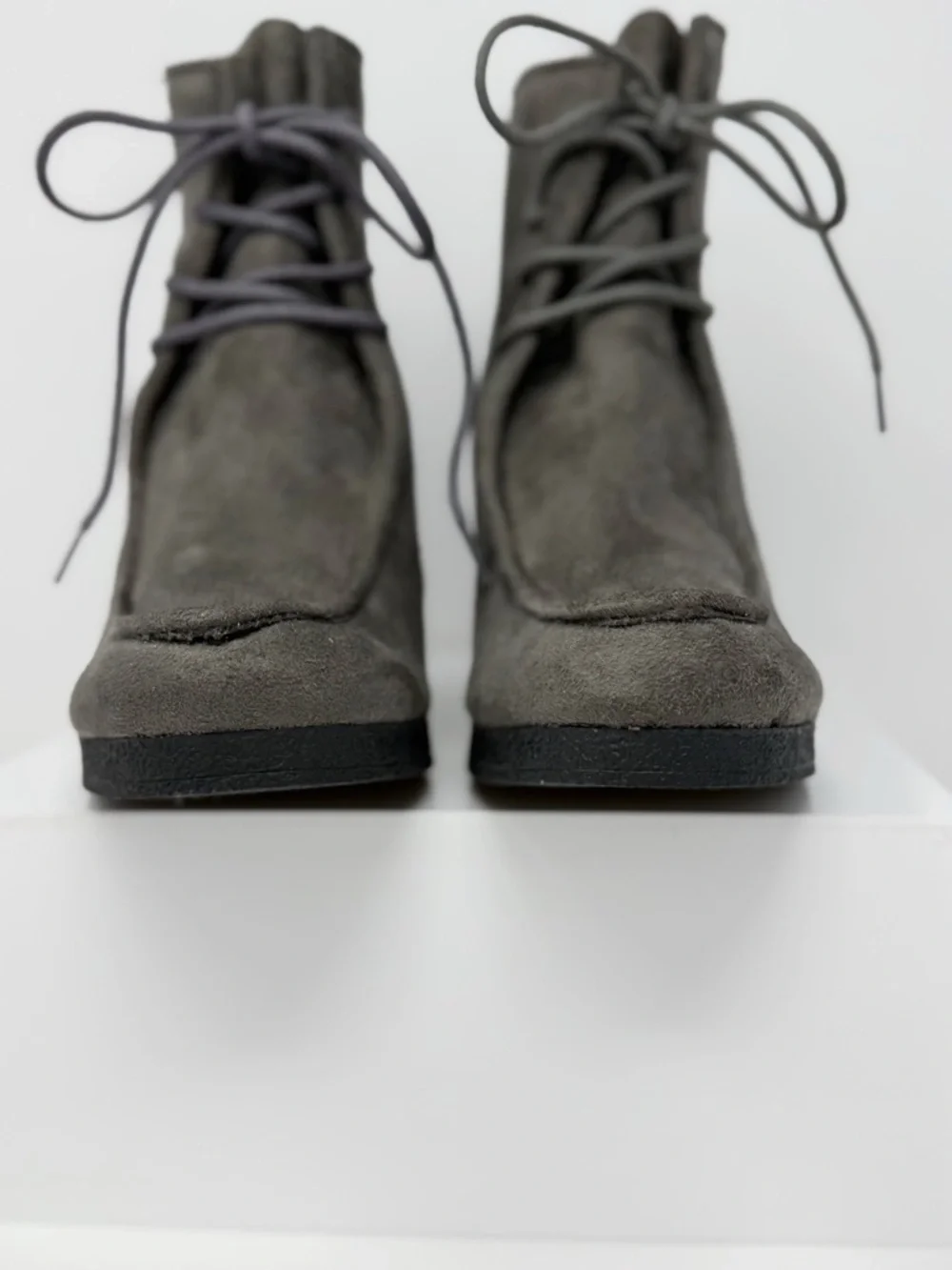 Nine West Vintage America Nicholson Gray Suede Wedge Ankle Boots Size 8